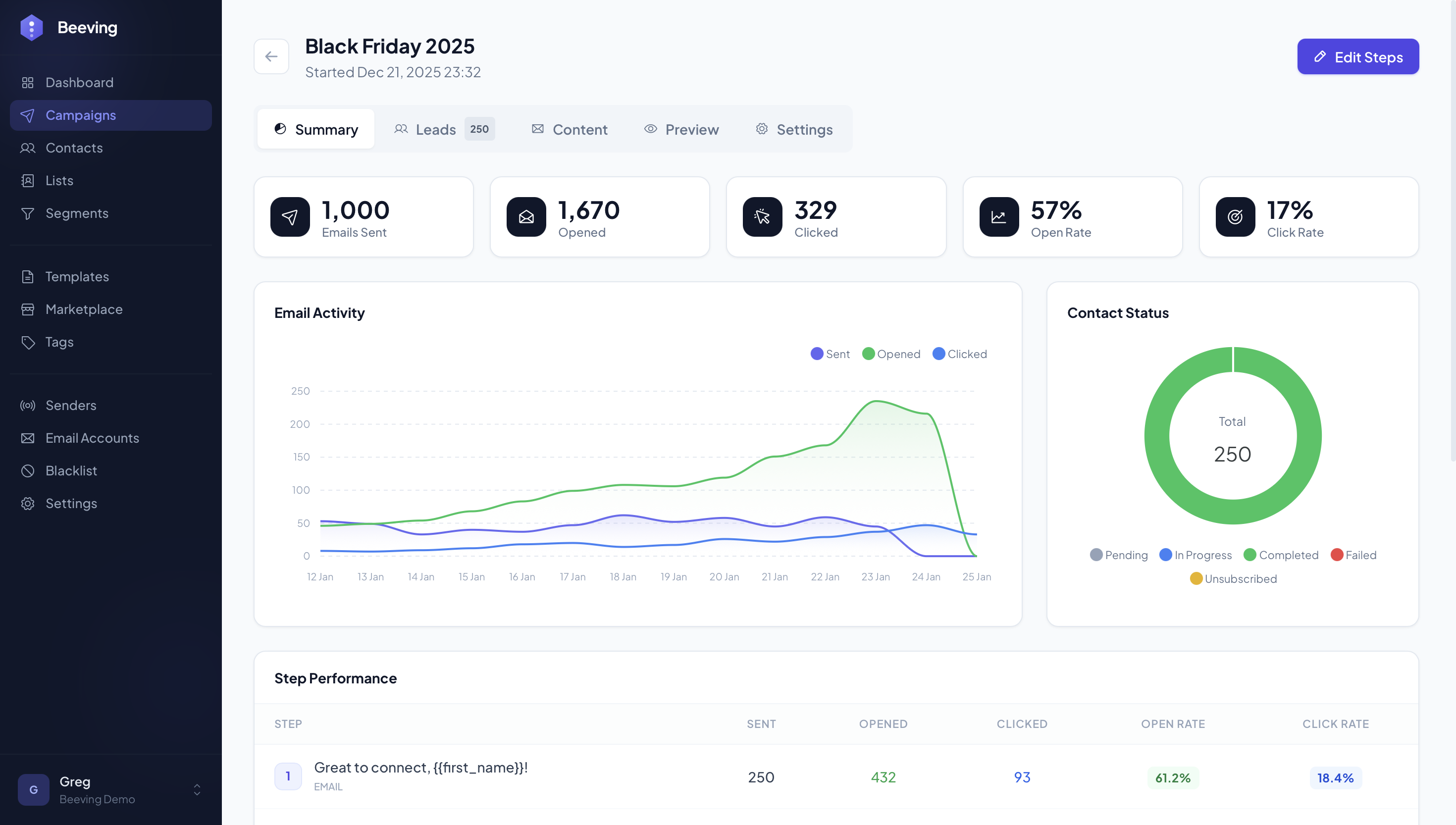 Detailed analytics per campaign